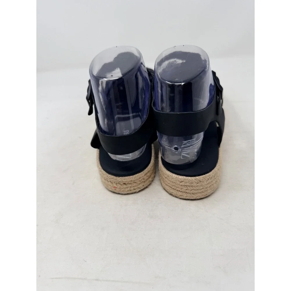 Zara Espadrille Fisherman Sandals Black 38 Platform Flatform Strappy Boho Summer